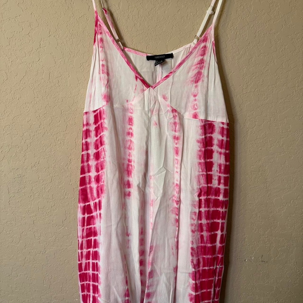 Womens Forever 21 Pink And White Boho Dress